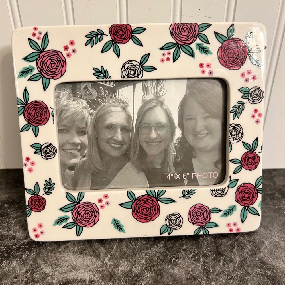 Ceramic Pink Floral Picture Photo Frame | Cottage